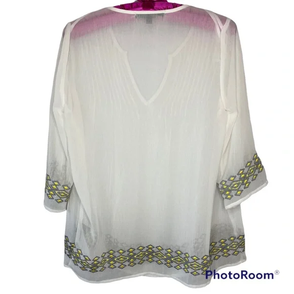 Love Stitch Sheer Embroidered Top Size Small - Picture 2 of 12